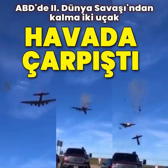 ABD de II. Dünya Savaşı döneminden eski tip iki gösteri uçağı havada çarpıştı