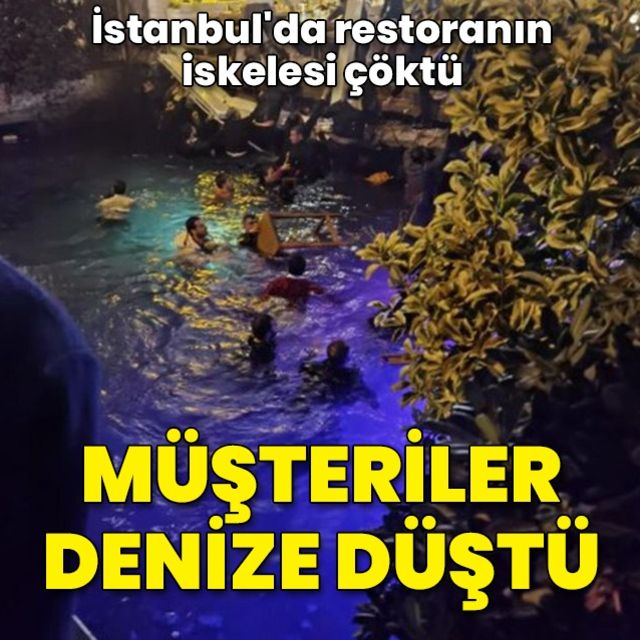 İstanbul da bir mekanın iskelesi çöktü Denize düşenler oldu