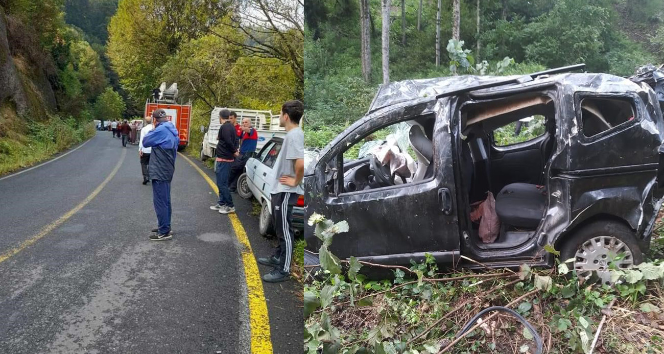 Orduda hafif ticari araç uçuruma yuvarlandı 3 ölü 2 yaralı