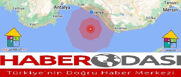 Antalya Alanya Açıklarında saat  8 37 de tahmini 4 5  lik deprem meydana geldi